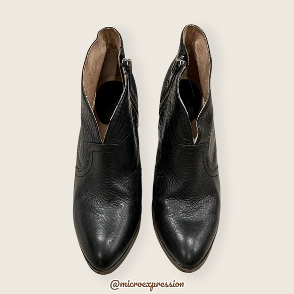 $379 Frye Harlow Campus Black Genuine Leather Zip Up Casual/Formal Ankle Bootie - Picture 3 of 10